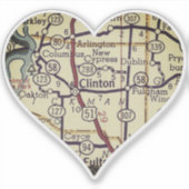 Vintag Clinton KY Map Aufkleber (Vorderseite)
