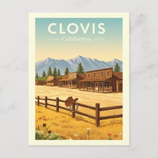 Vintag Clovis California Postkarte (Vorderseite)