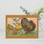 Vintag Clown Boy Riding Erntedank Türkei Karte (Stehend Vorderseite)