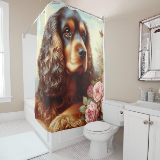 Vintag Cocker Spanischmalerei Duschvorhang (Beispiel)