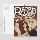 Vintag Coffee Girl Nouveau Ad - Rajah Coffee Postkarte (Vorne/Hinten)