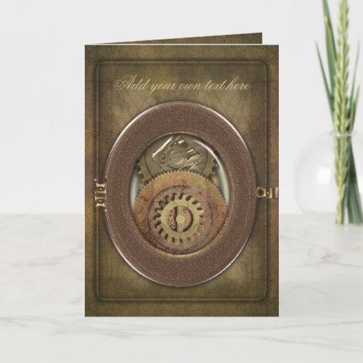 Vintag Cogs Steampunk Personalisiert Karte (Vorderseite)