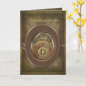 Vintag Cogs Steampunk Personalisiert Karte (Gelbe Blume)