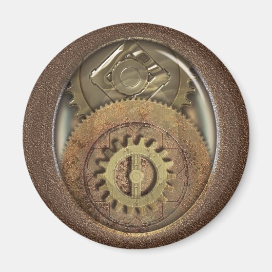 Vintag Cogs Steampunk Runde Magnet (Vorne)
