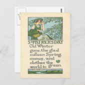 Vintag Colleen Spring Kleeblatt St Patrick's Day Postkarte (Vorne/Hinten)
