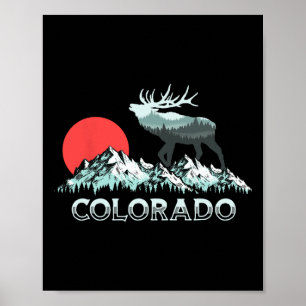 Vintag Colorado Elk Hunter Conservation Retro Gra Poster
