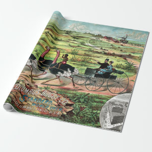 Vintag Columbus Buggy Company Australian Ostrich Geschenkpapier