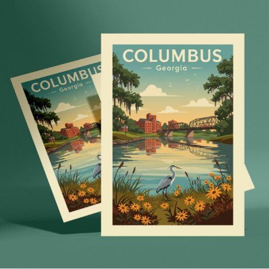 Vintag Columbus Georgia Postkarte