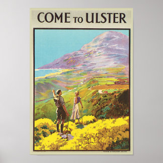 Vintag Come to Ulster British Isles Travel Poster