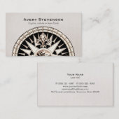 Vintag Compass Beige Linen Look Finance Visitenkarte (Vorne/Hinten)
