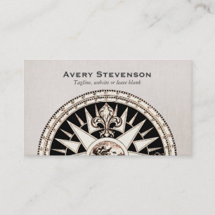 Vintag Compass Beige Linen Look Finance Visitenkarte