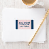 Vintag Compass Navy Pink Gray Wedding Address Adressaufkleber (Insitu)