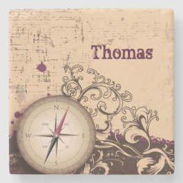 Vintag Compass Personalisiert Stone Untersetzer