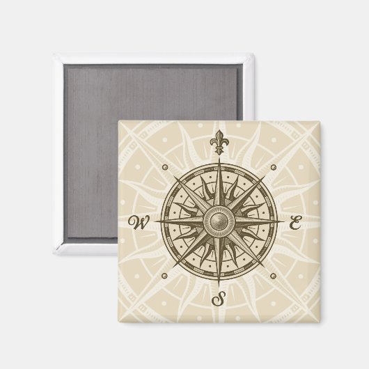 Vintag Compass-Rose Magnet (Vorderseite/Rückseite)