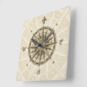 Vintag Compass-Rose Quadratische Wanduhr (Winkel)