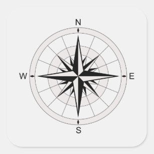 Vintag Compass-Rose   Quadratischer Aufkleber