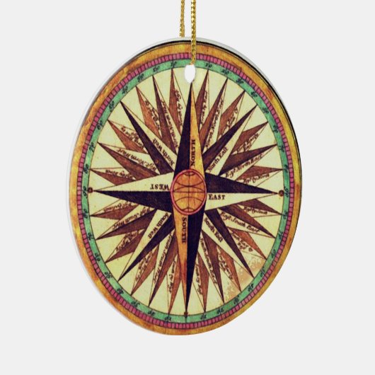 Vintag Compass Rose Rundweg Ornament (Rechts)