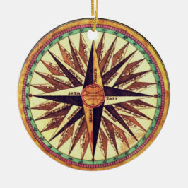 Vintag Compass Rose Rundweg Ornament