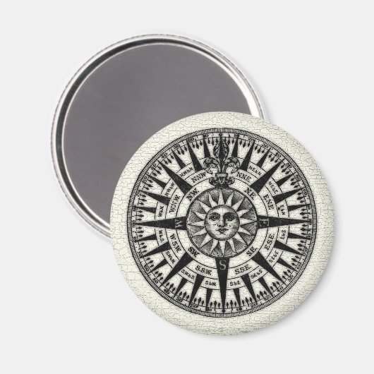 Vintag Compass Rose Sun Magnet (Vorderseite/Rückseite)