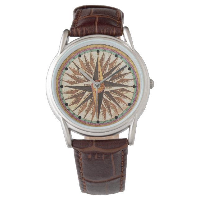 Vintag Compass Rose Watch Armbanduhr (Vorderseite)
