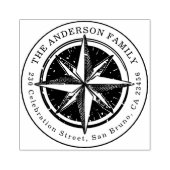Vintag Compass Round Family Name & Rücksendeadress Gummistempel (Prägung)