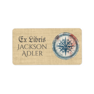 Vintag Compass Star Ex Libris Buchzeichen Adressaufkleber