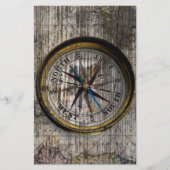 Vintag Compass Wood Briefpapier (Vorderseite)