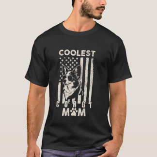 Vintag Coolste Corgi Mama USA Flag Flag T-Shirt