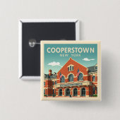 Vintag Cooperstown New York Button (Vorne & Hinten)