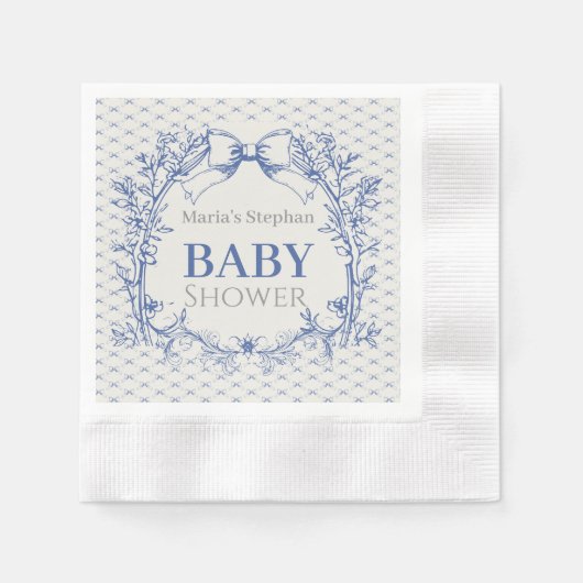 Vintag Coquette Blue Bow Babydusche Serviette (Vorderseite)