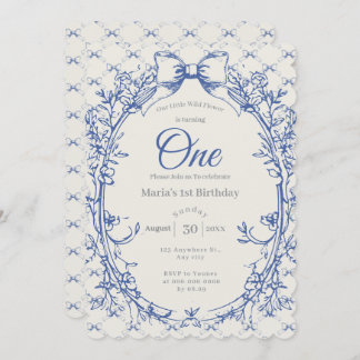 Vintag Coquette Blue Bow Einladung