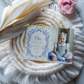 Vintag Coquette Blue Bow Einladung