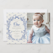 Vintag Coquette Blue Bow Einladung (Vorderseite)