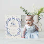 Vintag Coquette Blue Bow Einladung (Stehend Vorderseite)