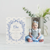 Vintag Coquette Blue Bow Einladung (Stehend Vorderseite)