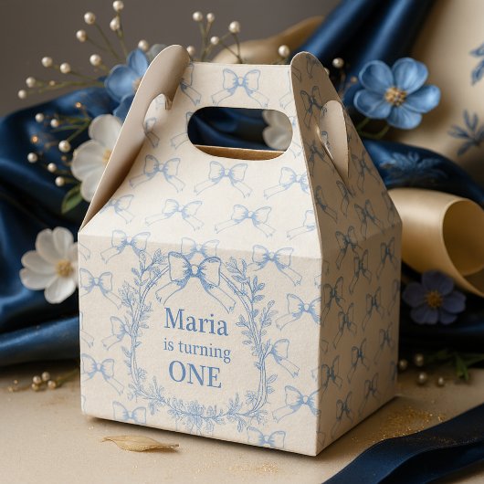 Vintag Coquette Blue Bow Geburtstag Geschenkschachtel