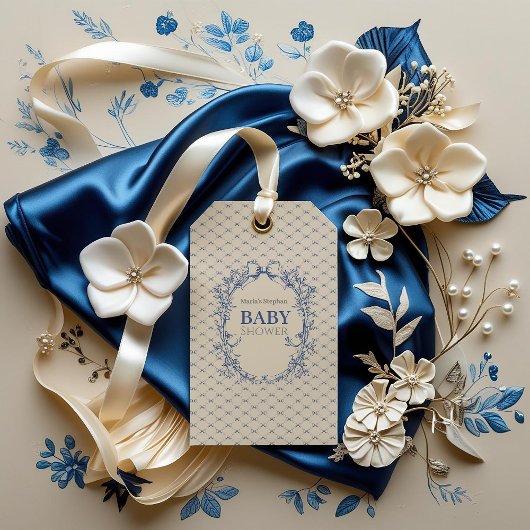 Vintag Coquette Blue Bow Geschenkanhänger
