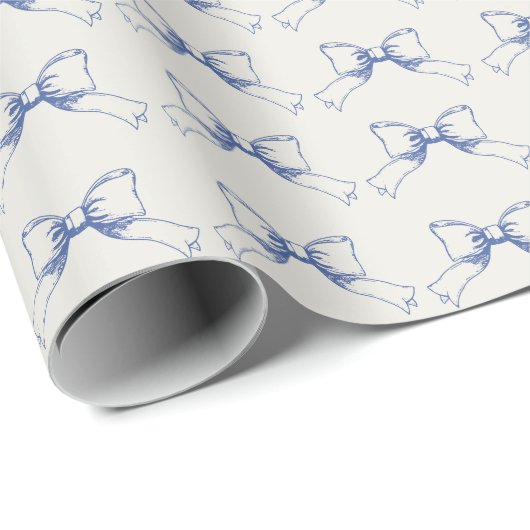 Vintag Coquette Blue Bow Geschenkpapier (Rolleneckpunkt)
