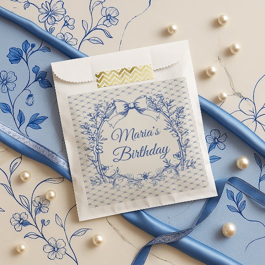 Vintag Coquette Blue Bow Geschenktütchen
