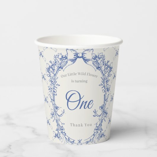 Vintag Coquette Blue Bow Pappbecher (Rückseite)