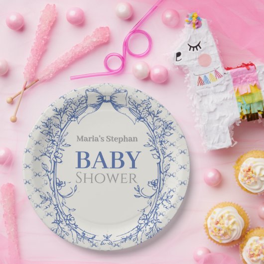 Vintag Coquette Blue Bow Pappteller (Party)