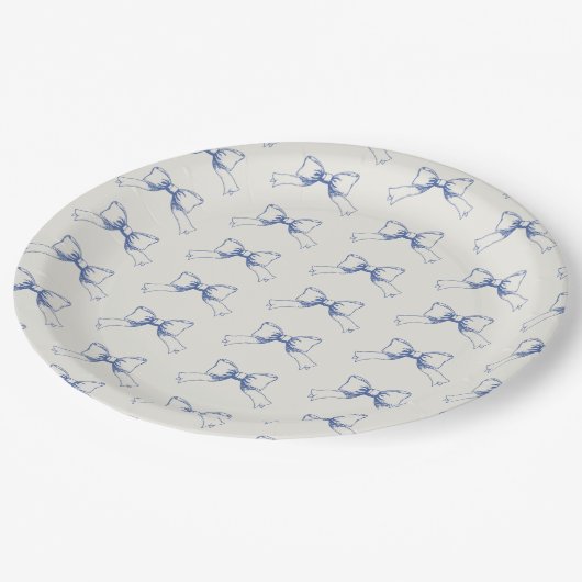 Vintag Coquette Blue Bow Pappteller (Schrägansicht)