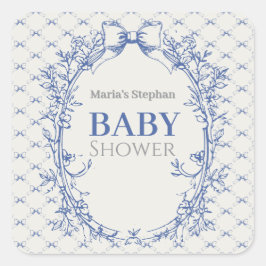 Vintag Coquette Blue Bow Quadratischer Aufkleber