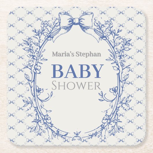 Vintag Coquette Blue Bow Rechteckiger Pappuntersetzer (Vorderseite)