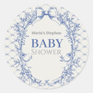 Vintag Coquette Blue Bow Runder Aufkleber