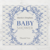 Vintag Coquette Blue Bow Schaumweinetikett (Einzelnes Label)