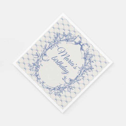 Vintag Coquette Blue Bow Serviette (Ecke)