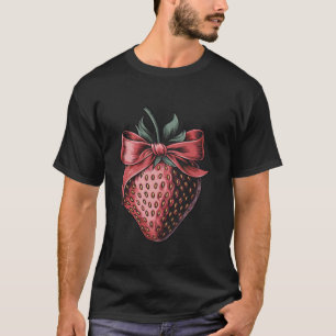 Vintag Coquette Bow Strawberry Cool Erdbeeren T-Shirt