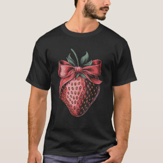 Vintag Coquette Bow Strawberry Cool Erdbeeren T-Shirt