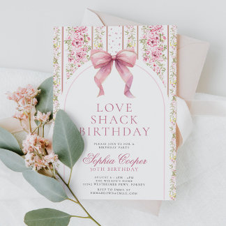Vintag Coquette Rosa Bow Liebe Shack Geburtstag Einladung